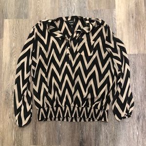 Torrid Black/Cream Long Sleeve Chevron Top 1X